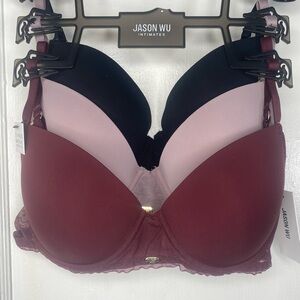 Jason Wu NWT Gentle Lift 3 Pack Women's Bra Set - Black, Soft Pink, Burgundy